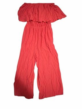 Women’s Off-Shoulder Wide-Leg Jumpsuit in Coral